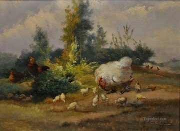 動物 Painting - 鶏と鶏の田舎
